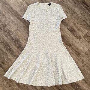 ST. JOHN Sequin Animal Print Knit Jacquard A-Line Dress